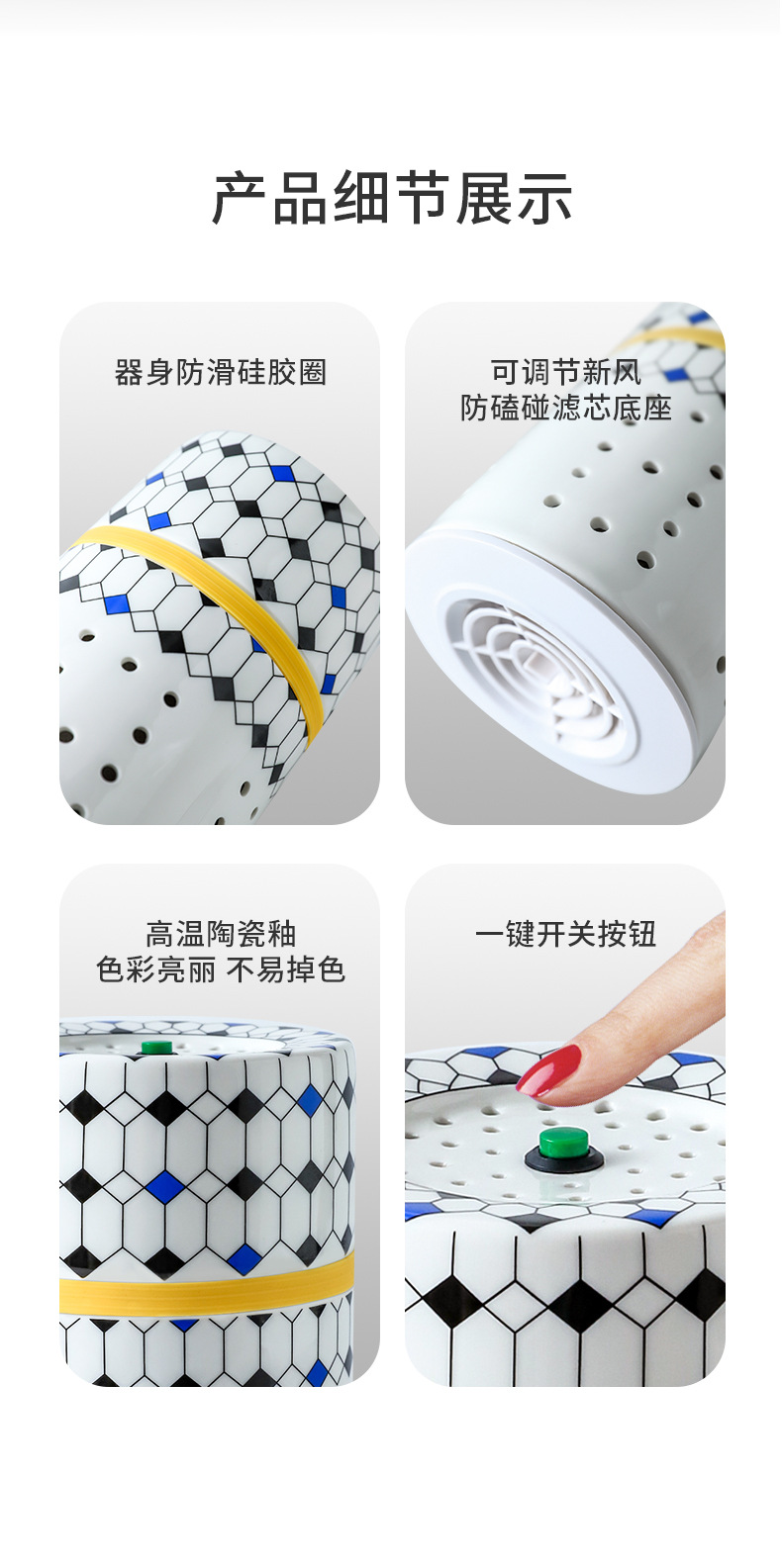Cross-Border Amazon Ceramic Humidifier Household Bedroom Air Purifier Large Capacity Aroma Diffuser Factory Supply