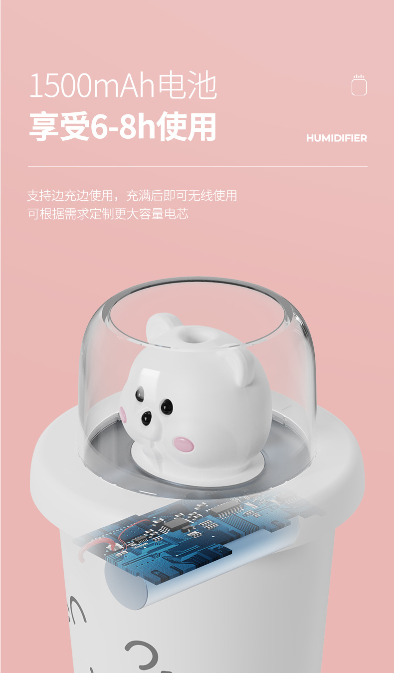 Bear USB Colorful Cute Pet Humidifier Creative Car Mini Aroma Diffuser Battery Running Horse Light Humidifier Bear USB Colorful Cute Pet Humidifier Creative Car Mini Aroma Diffuser Battery Running Horse Light Humidifier