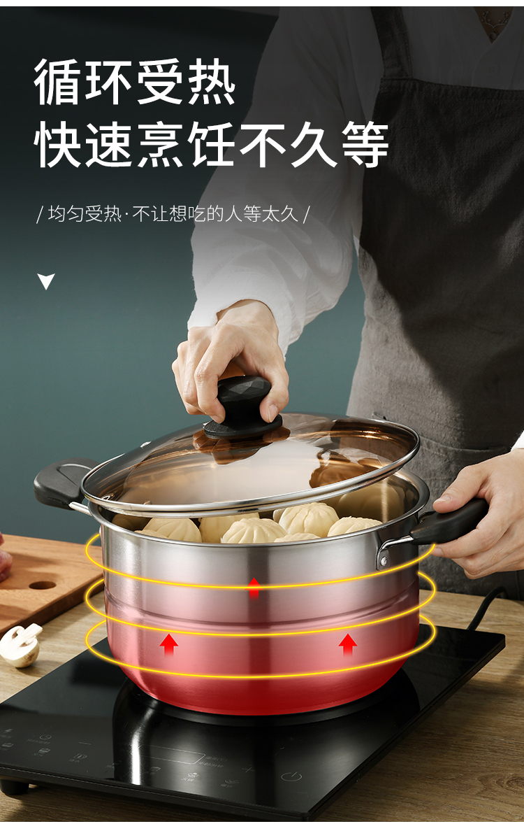Household Small Double-Layer Stainless Steel Steamer for Steamed Buns Dormitory Induction Cooker for Gas Range Steamer Household Small Double-Layer Stainless Steel Steamer for Steamed Buns Dormitory Induction Cooker for Gas Range Steamer