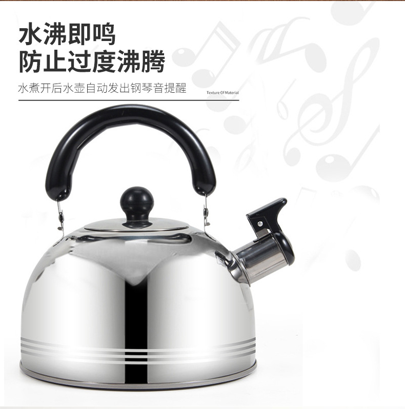 Stainless Steel Whistle Kettle Household Large Capacity Kettle Flat Bottom Induction Cooker Gas Stove Kettle