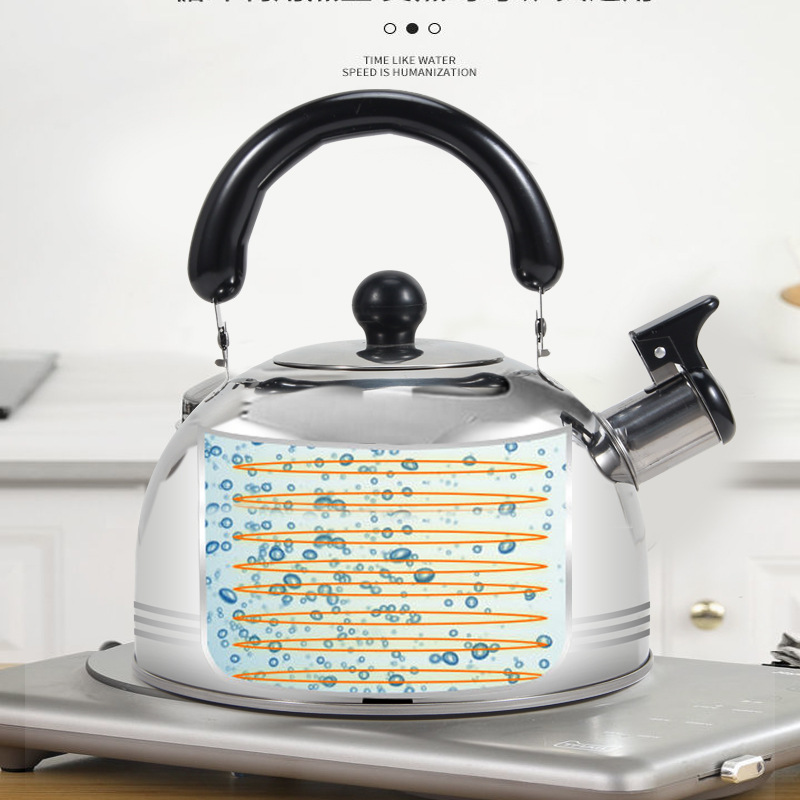 Stainless Steel Whistle Kettle Household Large Capacity Kettle Flat Bottom Induction Cooker Gas Stove Kettle