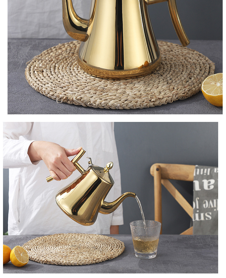 Couss Pot Teapot Non-Magnetic European Coffee Pot Household Hotel with Strainer Cold Kettle Induction Cooker Universal