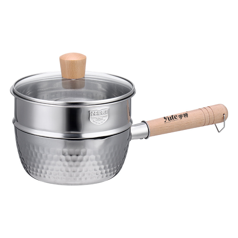 Thickened 304 Stainless Steel Small Milk Boiling Pot Soup Pot Induction Cooker Complementary Food Pot Instant Noodle Pot