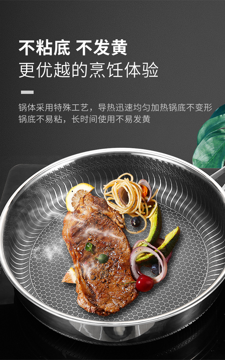 Stainless Steel Pan NonStick Pan Household Omelet Steak Frying Pan and Pancake Pan Induction Cooker Gas Stove Universal Stainless Steel Pan NonStick Pan Household Omelet Steak Frying Pan and Pancake Pan Induction Cooker Gas Stove Universal