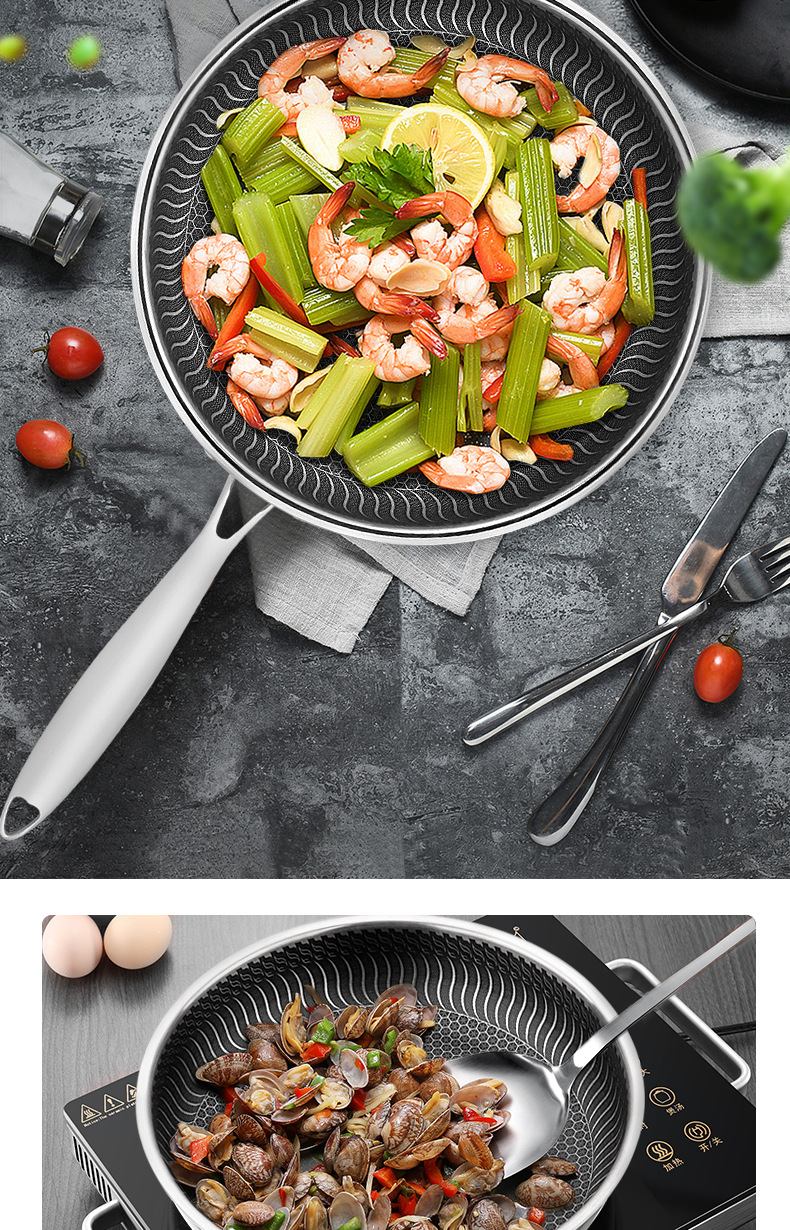 Stainless Steel Pan NonStick Pan Household Omelet Steak Frying Pan and Pancake Pan Induction Cooker Gas Stove Universal Stainless Steel Pan NonStick Pan Household Omelet Steak Frying Pan and Pancake Pan Induction Cooker Gas Stove Universal