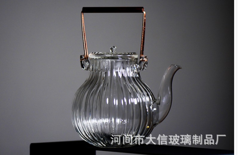 First Daisy Pattern Glass Teapot Copper Handles LoopHandled Teapot Electric Ceramic Cooktop Tea Cooker Glass Tea Set