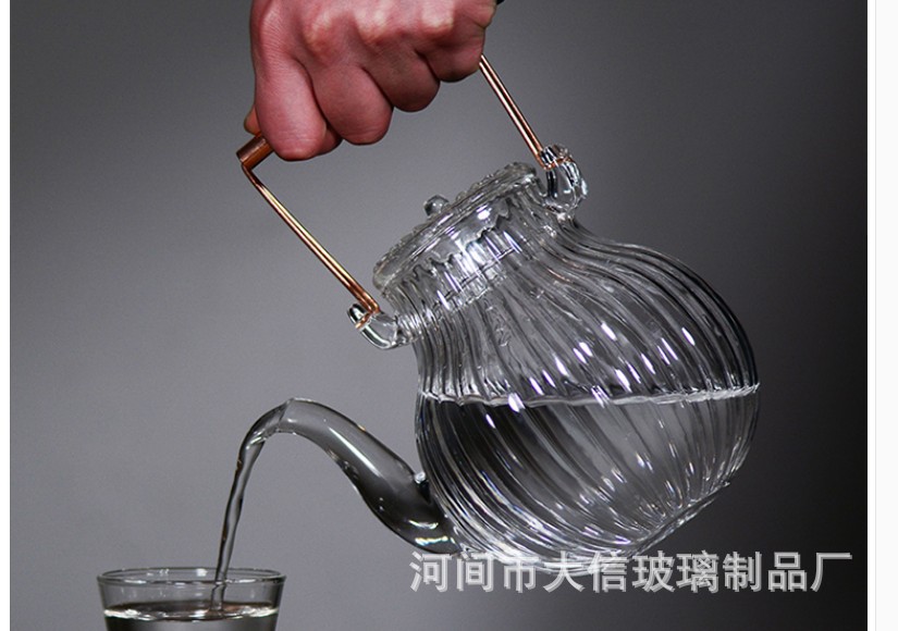 First Daisy Pattern Glass Teapot Copper Handles LoopHandled Teapot Electric Ceramic Cooktop Tea Cooker Glass Tea Set