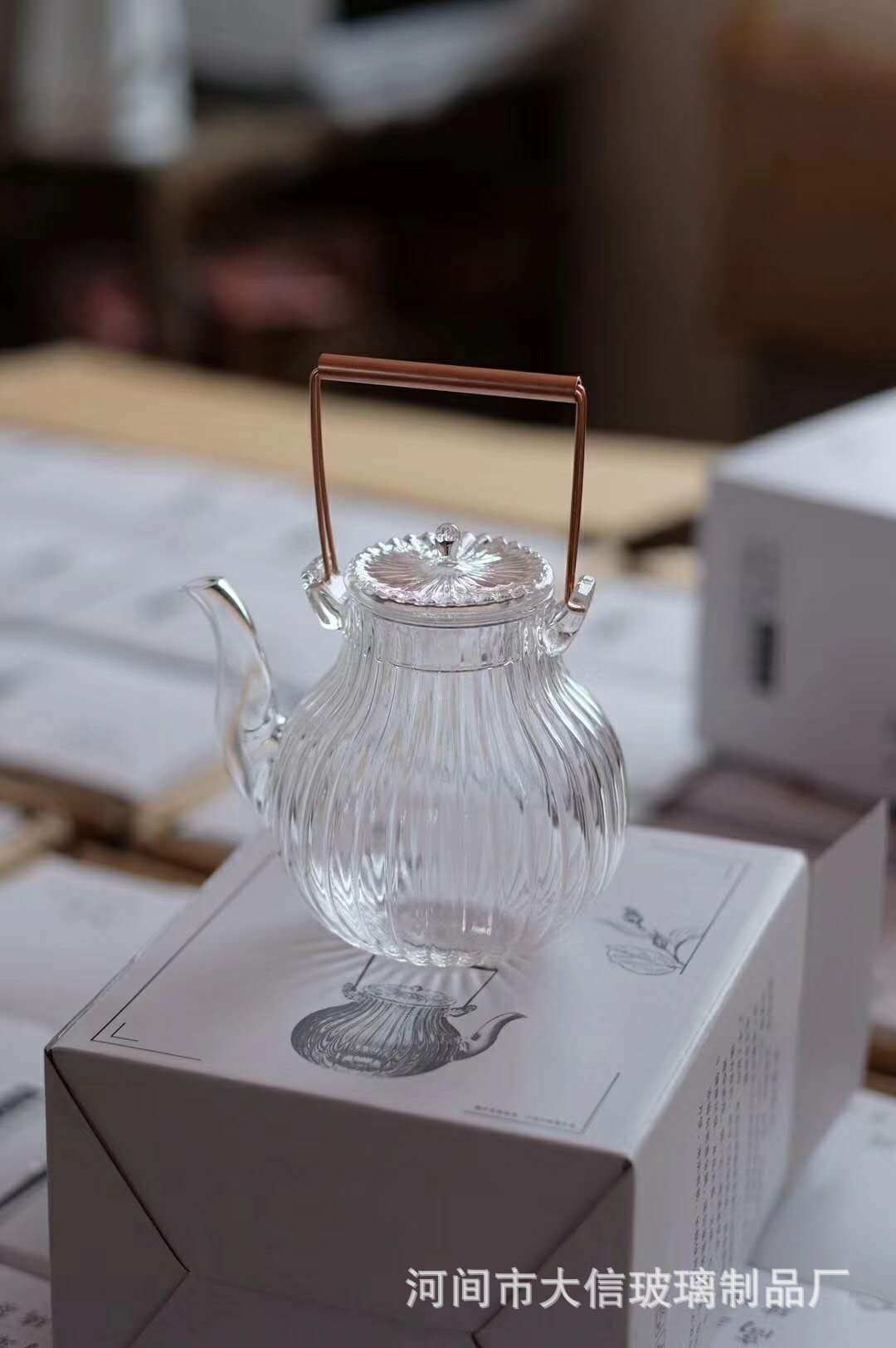First Daisy Pattern Glass Teapot Copper Handles LoopHandled Teapot Electric Ceramic Cooktop Tea Cooker Glass Tea Set