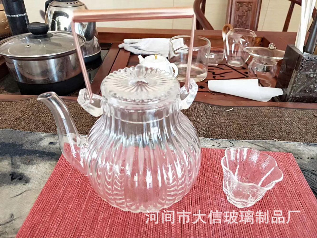 First Daisy Pattern Glass Teapot Copper Handles LoopHandled Teapot Electric Ceramic Cooktop Tea Cooker Glass Tea Set