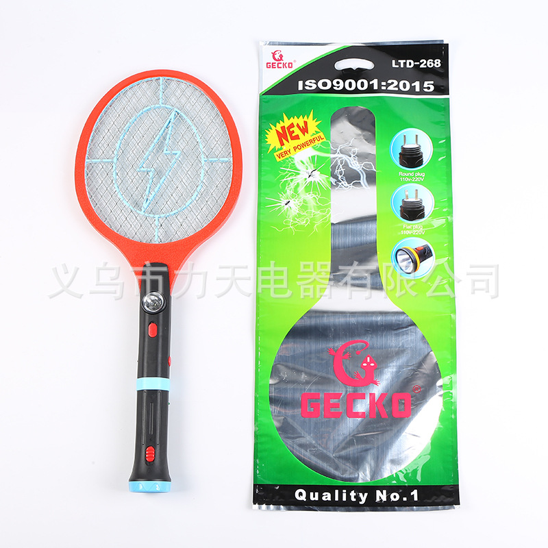 Factory Direct Sales Gecko Brand LTD-268 New with LED Flashlight Detachable Charging Electric Mosquito Swatter
