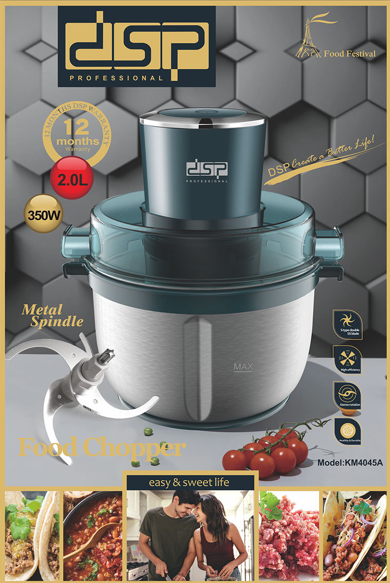 DSP Dansong 2L stainless steel household small multi-function food supplement cooking machine mixing minced meat grinder