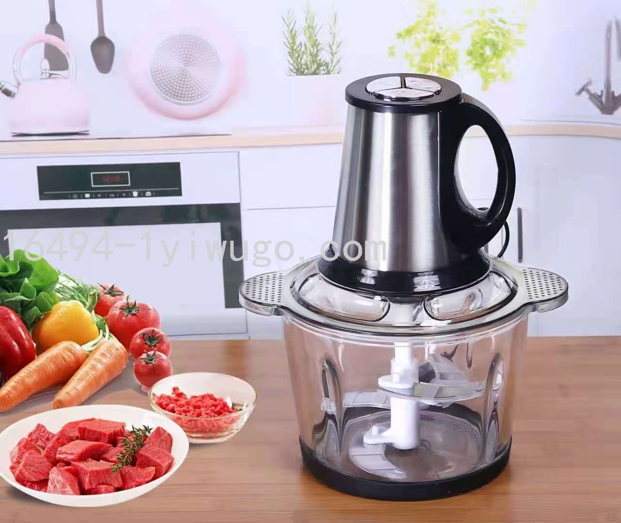 Meat Grinder Cooking Machine Electric Stainless Steel Glass 2l5l Kitchen Household Grind Stuffing Small Meat Chopper