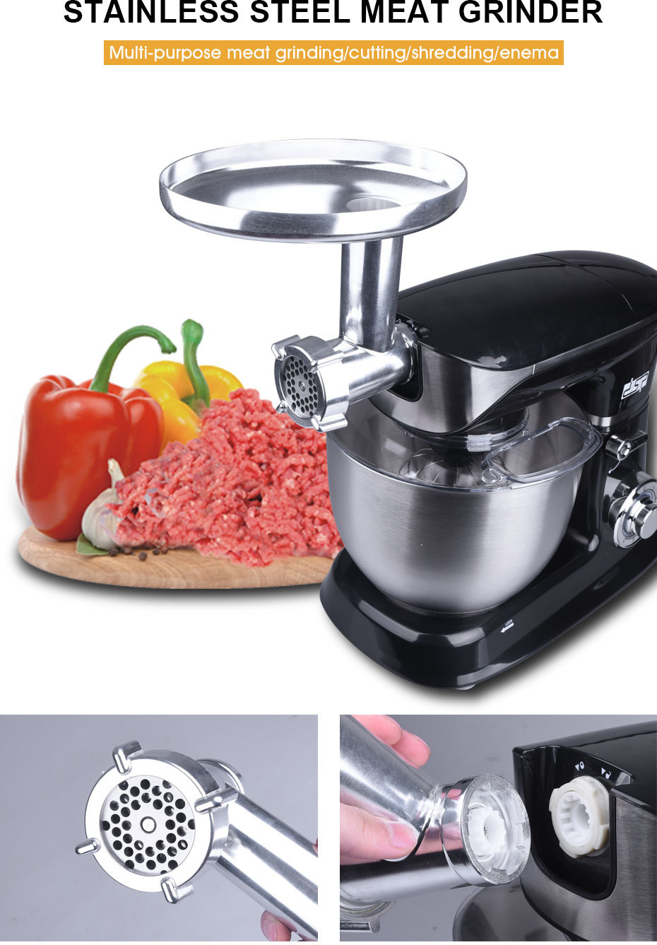 DSP DSP Three-in-One Household Multi-Function Flour-Mixing Machine Automatic Juicer Meat Grinder Stirring Stand Mixer DSP DSP Three-in-One Household Multi-Function Flour-Mixing Machine Automatic Juicer Meat Grinder Stirring Stand Mixer