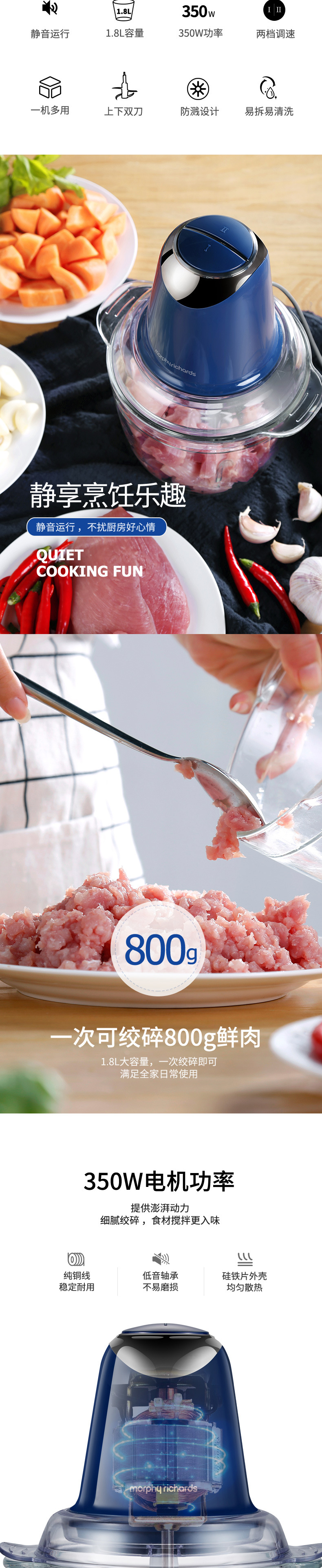 British Mofei Mr9400 Meat Grinder Household Electric Stainless Steel Automatic Small Grind Stuffing Meat Meat Chopper