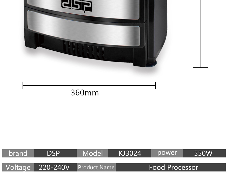 DSP Meat Grinder Household Multi-Function Electric Food Processor Stainless Steel Minced Meat Cutting Vegetable Stirring