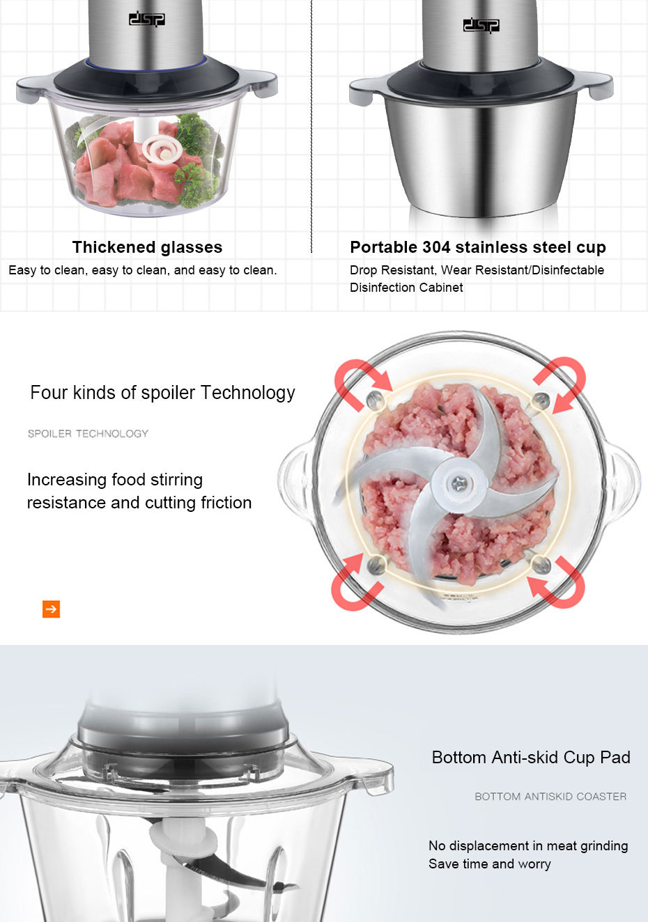 DSP DSP Meat Grinder Household Electric Large Capacity Multifunctional High Speed Blender Babycook Mixer