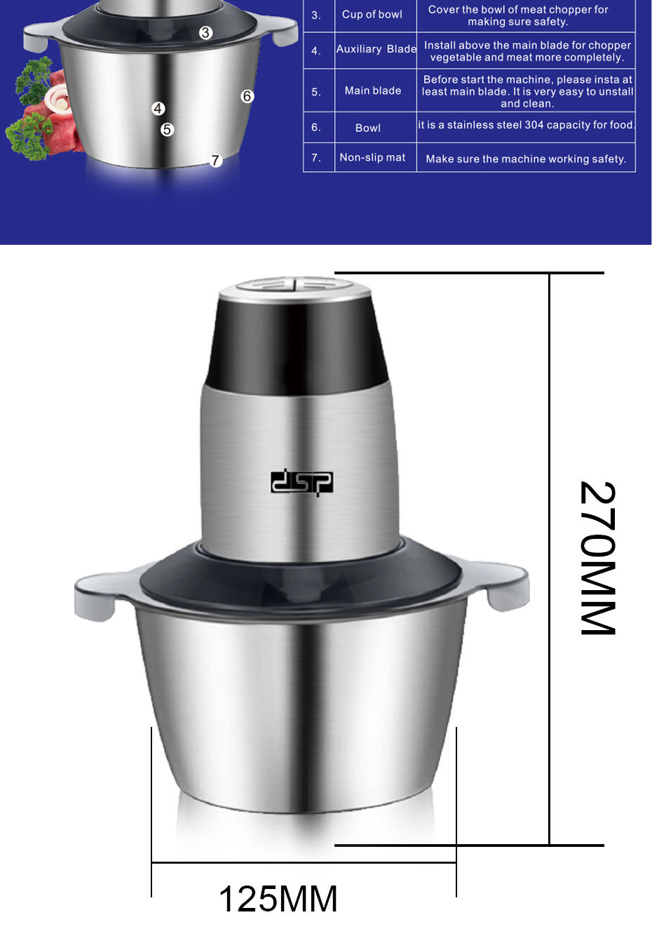 DSP DSP Meat Grinder Household Electric Large Capacity Multifunctional High Speed Blender Babycook Mixer