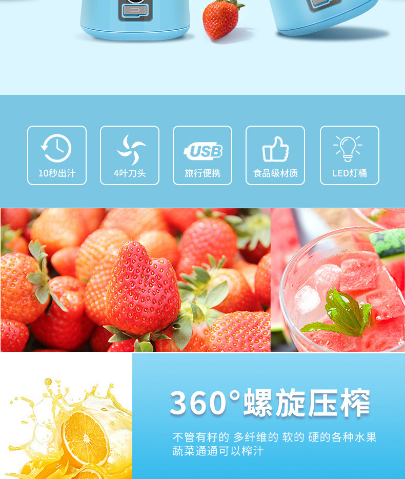 Cross-Border New Arrival Portable Juicer Mini Household Electric Juicer Cup USB Charging Wireless Fruit Mixer