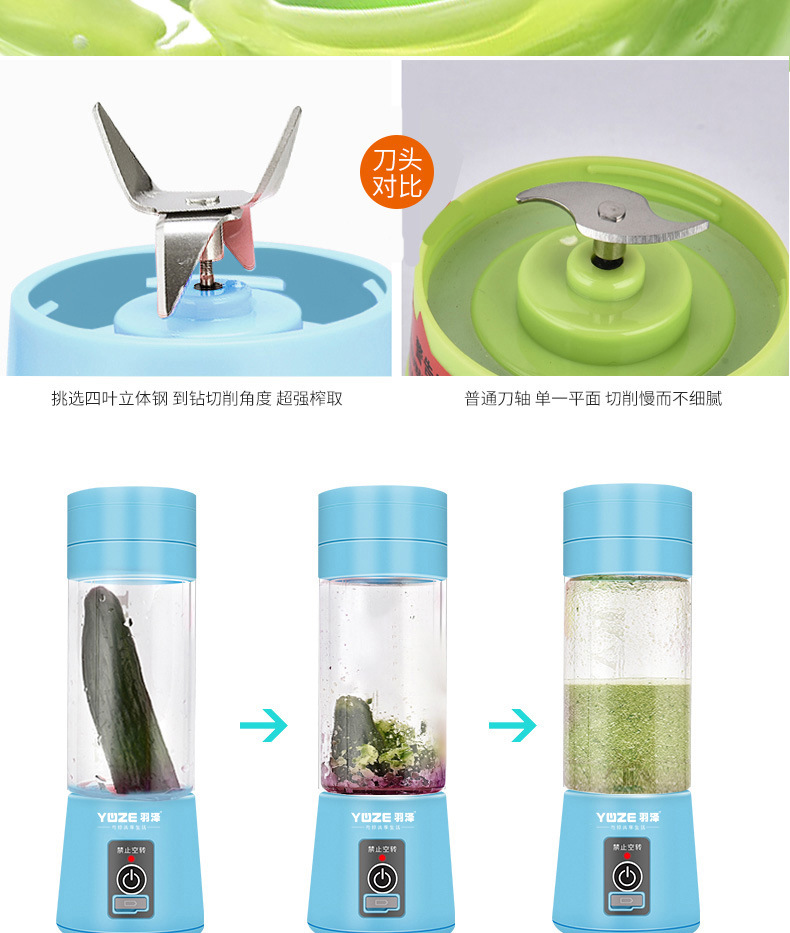 Cross-Border New Arrival Portable Juicer Mini Household Electric Juicer Cup USB Charging Wireless Fruit Mixer
