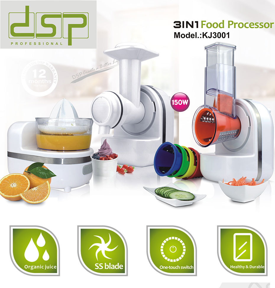 DSP DSP Three-in-One Mini Household Small Blender Juice Extractor Fruit and Vegetable Slicer Electric Juicer