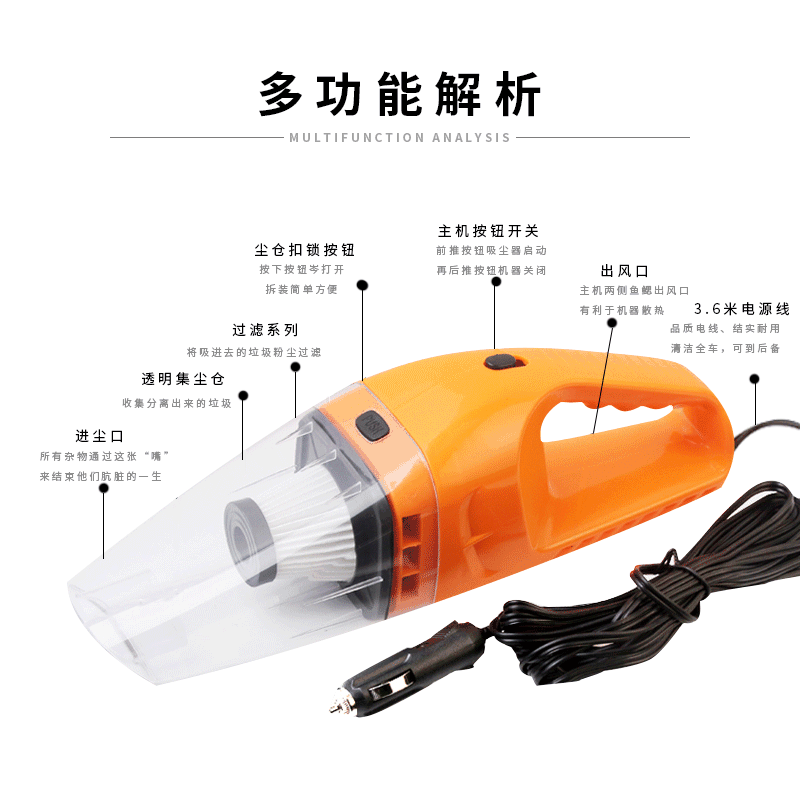 Car Cleaner Car Small Automobile Vacuum Cleaner Car Strong Dedicated Dual-Use Handheld Suction High Power
