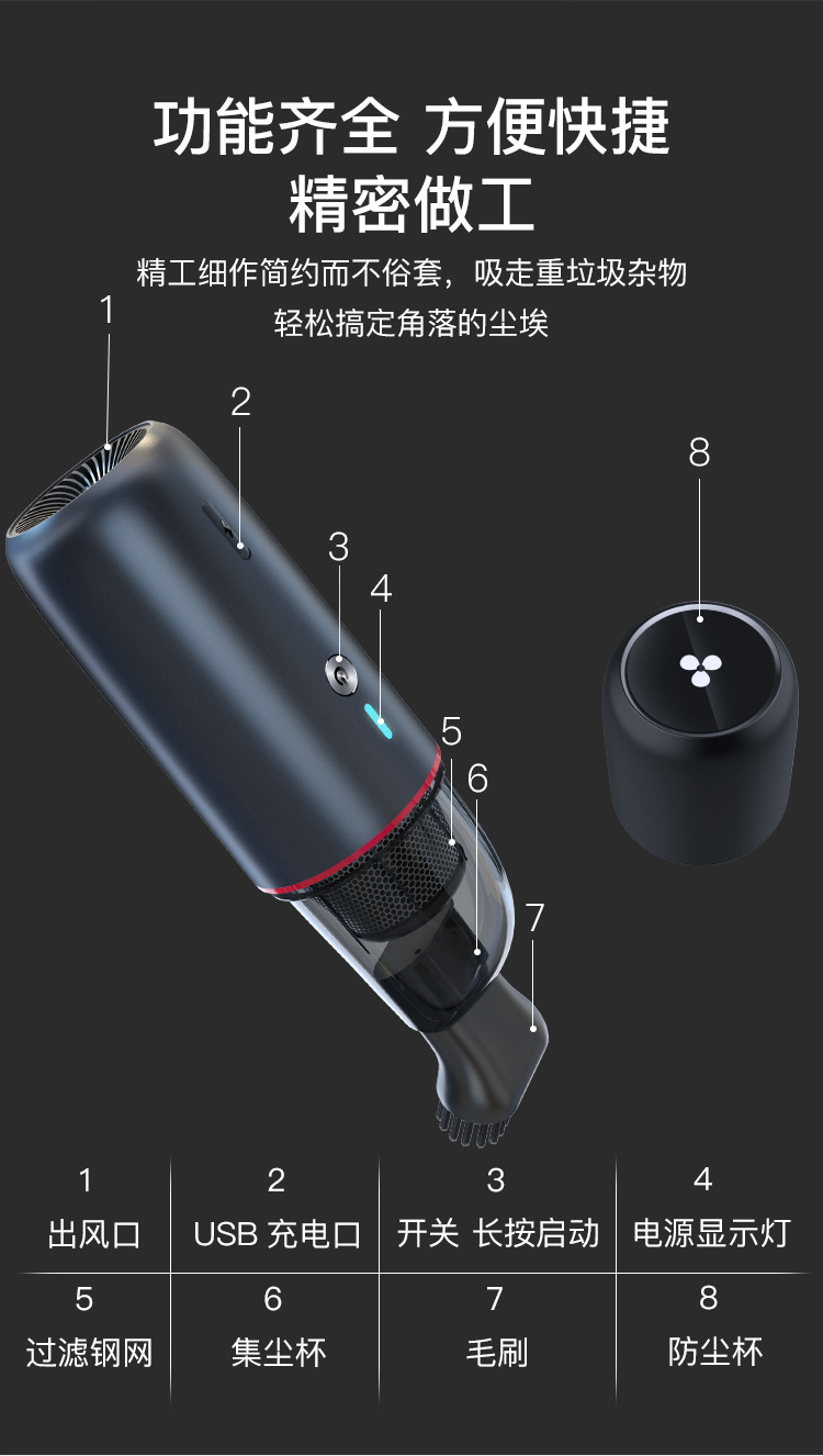 Cross-Border Car Cleaner Portable Car Wireless Vacuum Cleaner Handheld Mini Wireless Charging Vacuum Cleaner Cross-Border Car Cleaner Portable Car Wireless Vacuum Cleaner Handheld Mini Wireless Charging Vacuum Cleaner