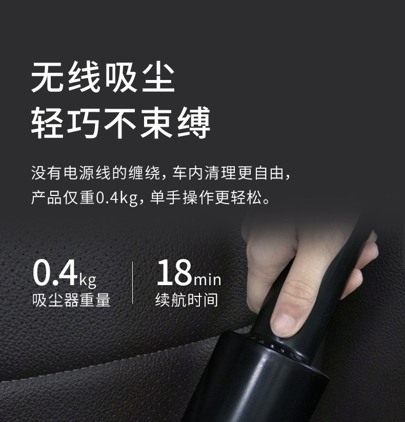 Car High Power Wet/Dry Vacuum Cleaner Car Cleaner Wireless Vacuum Cleaner with Light Dual Use in Car and Home