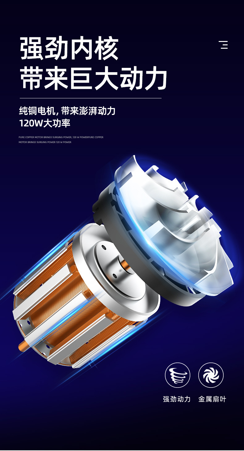 Car High Power Wet/Dry Vacuum Cleaner Car Cleaner Wireless Vacuum Cleaner with Light Dual Use in Car and Home