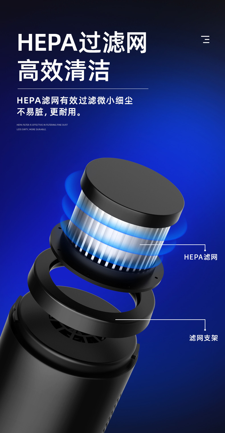 Car High Power Wet/Dry Vacuum Cleaner Car Cleaner Wireless Vacuum Cleaner with Light Dual Use in Car and Home