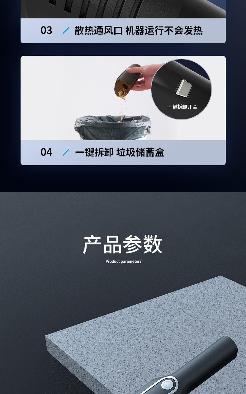 New Car Supplies Handheld Portable Car Home Wet/Dry Vacuum Cleaner Wireless High Power Car Cleaner