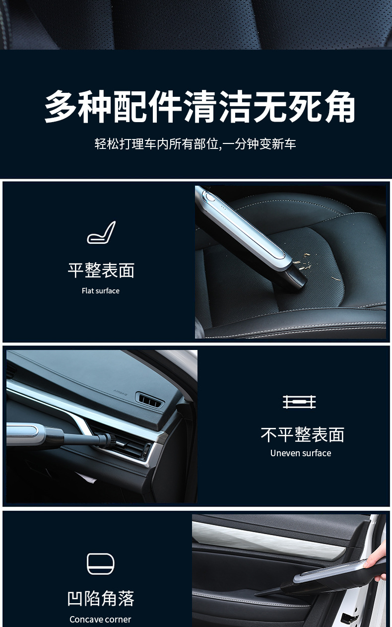 New Car Supplies Handheld Portable Car Home Wet/Dry Vacuum Cleaner Wireless High Power Car Cleaner