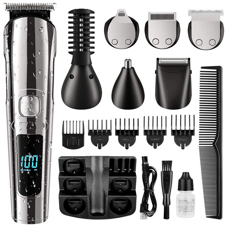 Komex multifunction 6 in 1 grooming kit IPX6 hair trimmer USB rechargeable electric hair clipper