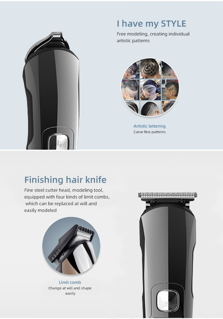Komex multifunction 6 in 1 grooming kit IPX6 hair trimmer USB rechargeable electric hair clipper