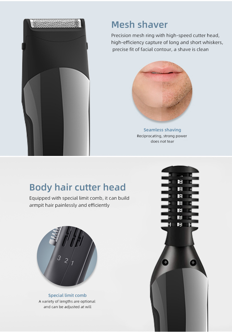 Komex multifunction 6 in 1 grooming kit IPX6 hair trimmer USB rechargeable electric hair clipper