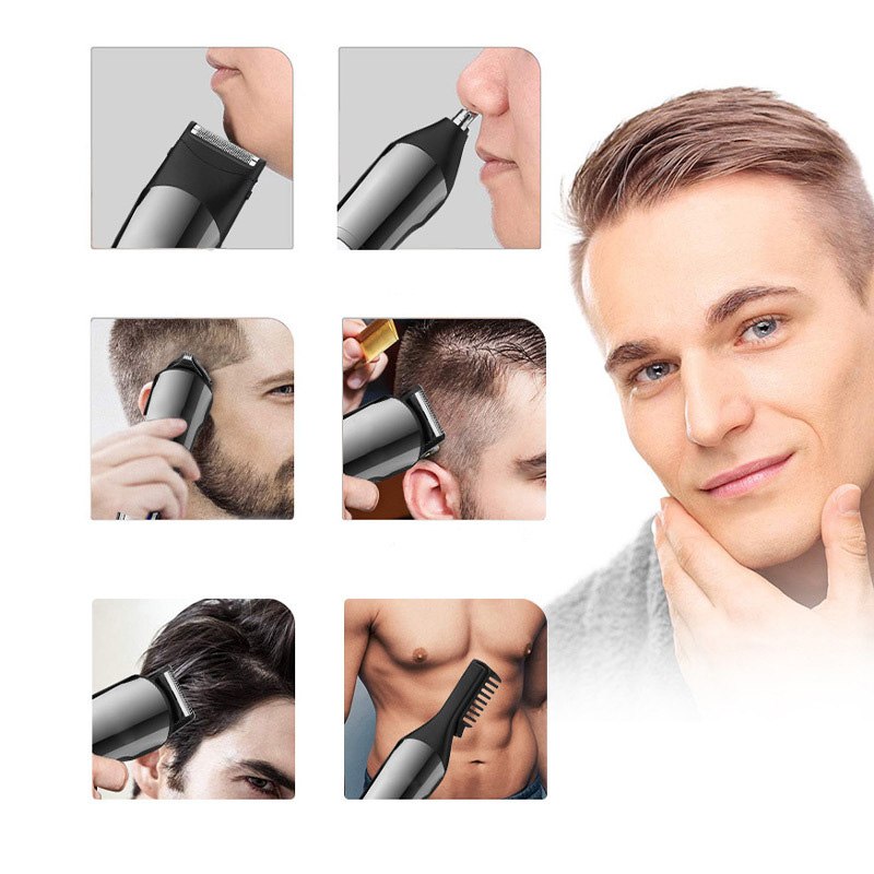 Komex multifunction 6 in 1 grooming kit IPX6 hair trimmer USB rechargeable electric hair clipper