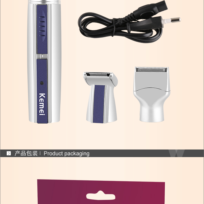 Kemei KM-3500 rechargeable three-in-one nose hair trimmer multi-functional nose device