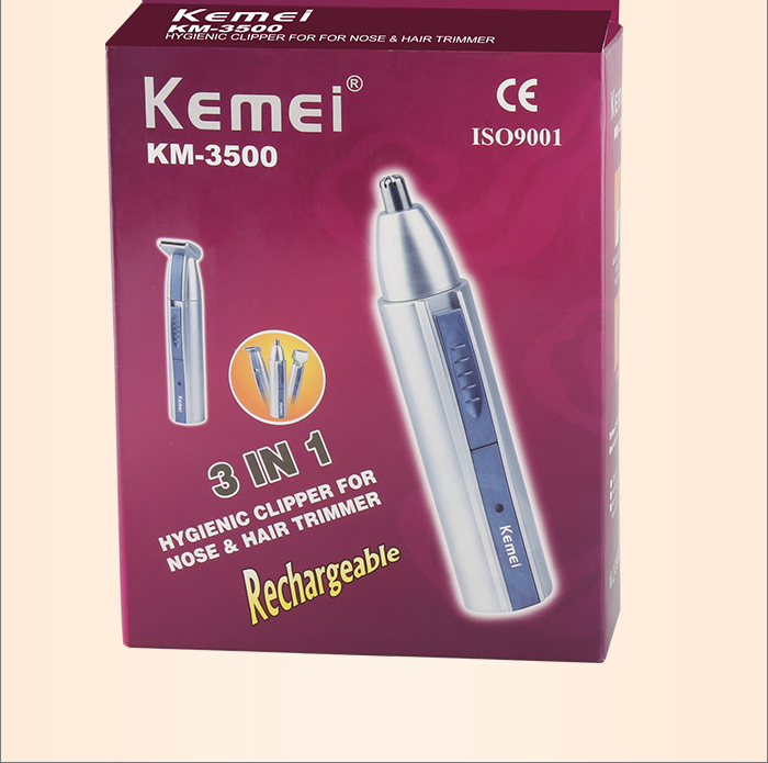 Kemei KM-3500 rechargeable three-in-one nose hair trimmer multi-functional nose device