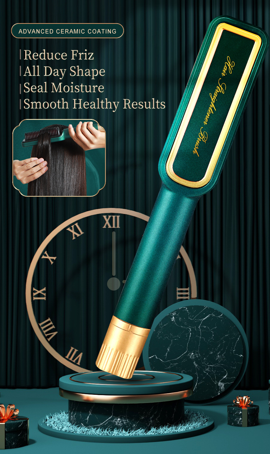 Dual-Use Curly Hair Exclusive for Cross-Border Straight Comb Ceramic Electric Negative Ion Hair Drier
