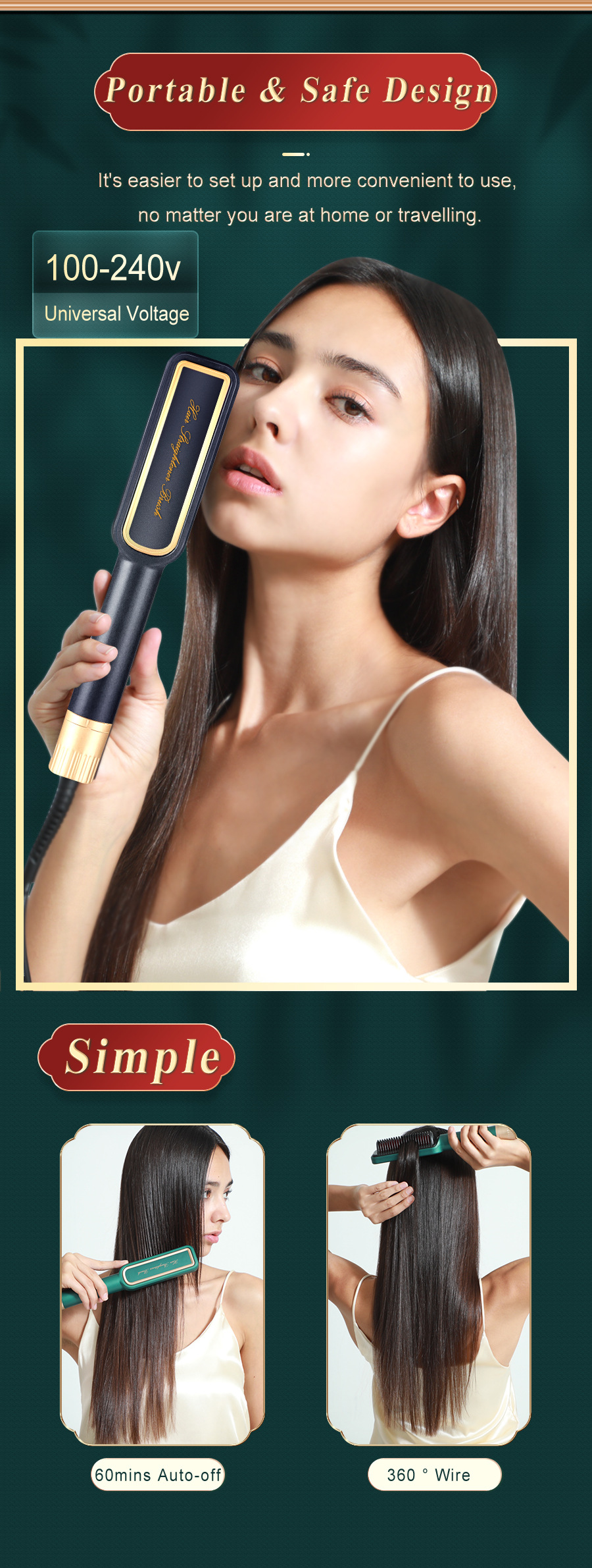 Dual-Use Curly Hair Exclusive for Cross-Border Straight Comb Ceramic Electric Negative Ion Hair Drier
