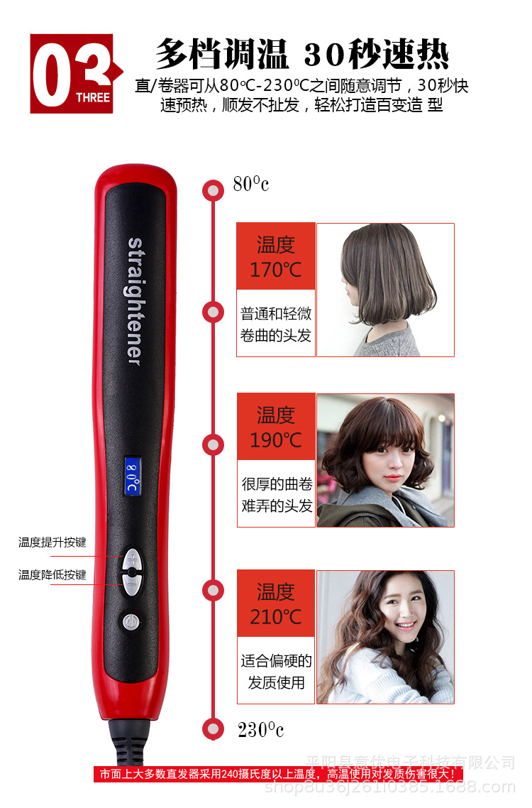 Straight Comb Hair Straightener Hairdressing Ceramic Hair Straightener Splint Hair Curler and Hair Drier