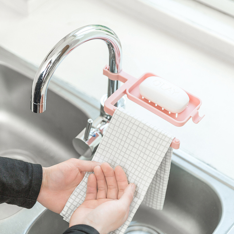 Tap water rack sink storage rack kitchen supplies sink sponge towel rack