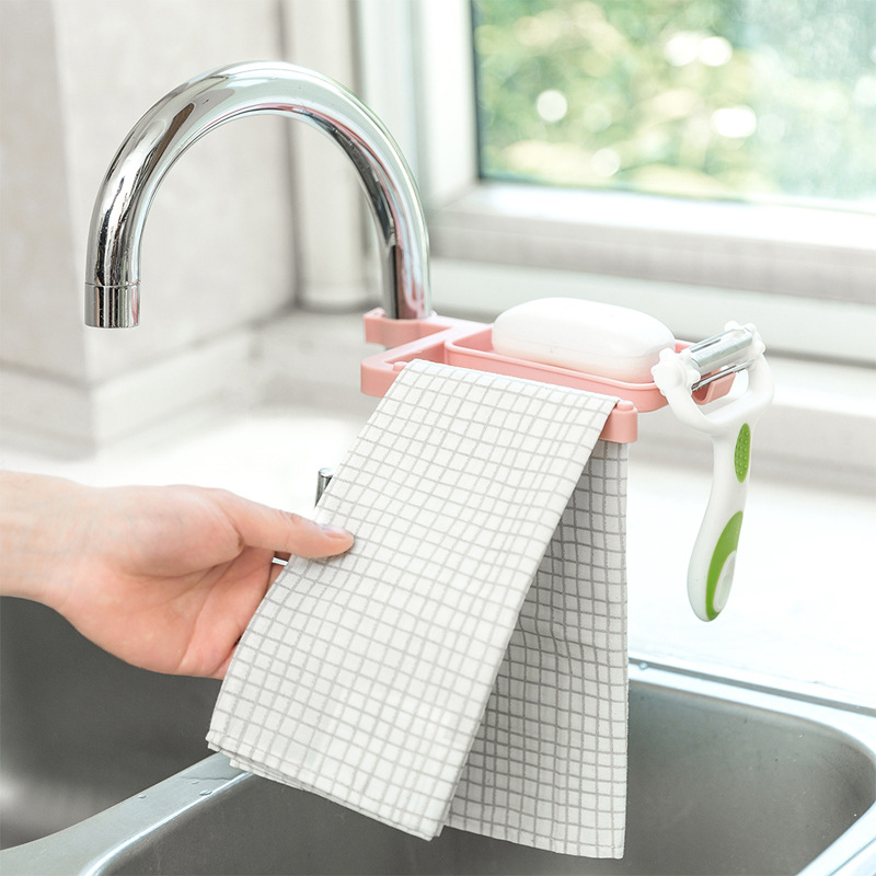 Tap water rack sink storage rack kitchen supplies sink sponge towel rack