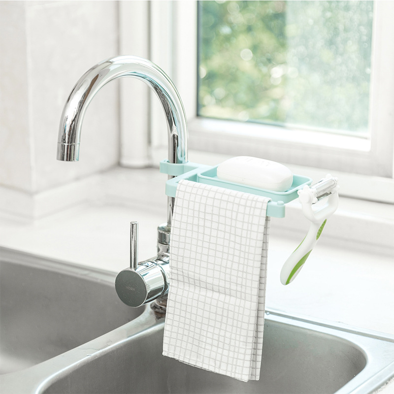 Tap water rack sink storage rack kitchen supplies sink sponge towel rack