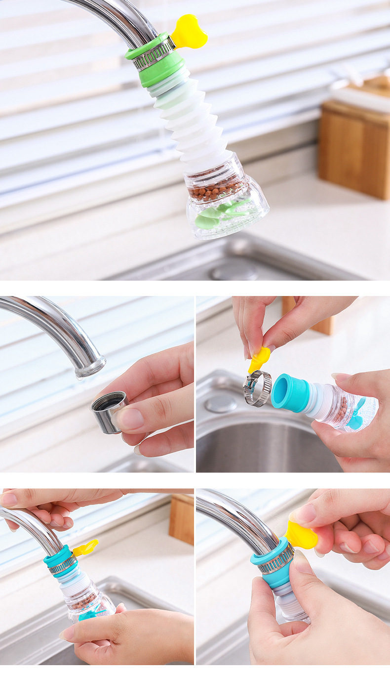 Kitchen Faucet Splash-Proof Water Shower with Universal Interface Retractable Tap Water Filter Water-Saving Filter