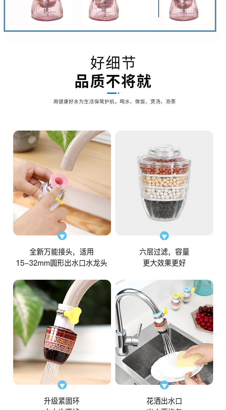 Kitchen Six-Layer Faucet Filter Home Versatile Tap Water Purification Splash-Proof Shower Water-Saving Water Filter