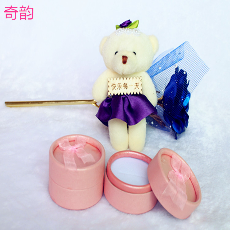 Factory Direct Sales Rose Bow round Box Ring Box Jewelry Box Creative Jewelry Box Customized Factory Direct Sales Rose Bow round Box Ring Box Jewelry Box Creative Jewelry Box Customized