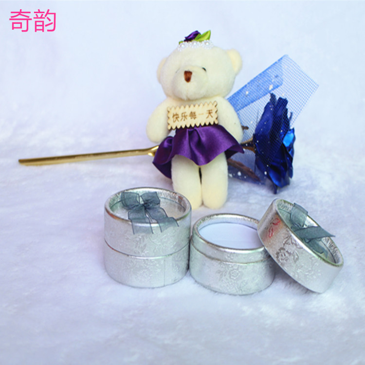 Factory Direct Sales Rose Bow round Box Ring Box Jewelry Box Creative Jewelry Box Customized Factory Direct Sales Rose Bow round Box Ring Box Jewelry Box Creative Jewelry Box Customized