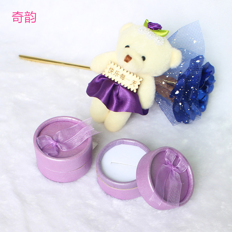 Factory Direct Sales Rose Bow round Box Ring Box Jewelry Box Creative Jewelry Box Customized Factory Direct Sales Rose Bow round Box Ring Box Jewelry Box Creative Jewelry Box Customized