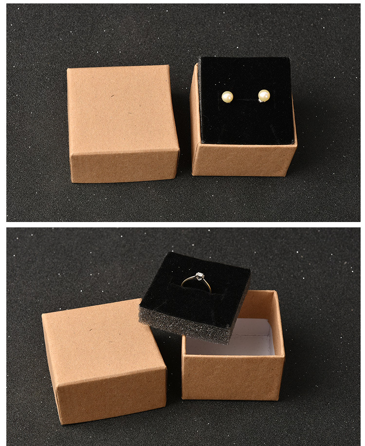 Kraft Paper Jewelry Box Jewelry Box Ring Box Stud Earrings Box Floor Cover Wholesale Customized 5.5*5.5 * 3.7cm