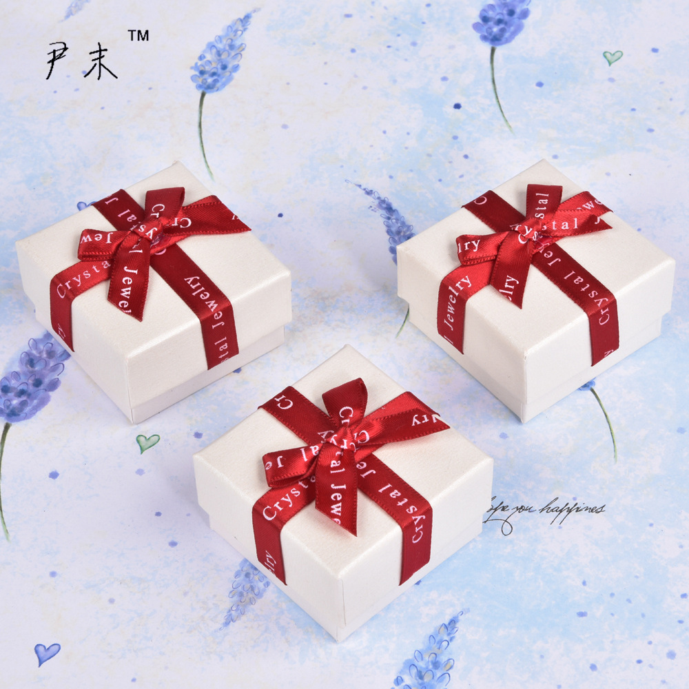 Factory Ring Box Stud Earrings Box Jewelry Box Red Bowknot Cover Carton Simple Packaging Customized Wholesale Factory Ring Box Stud Earrings Box Jewelry Box Red Bowknot Cover Carton Simple Packaging Customized Wholesale
